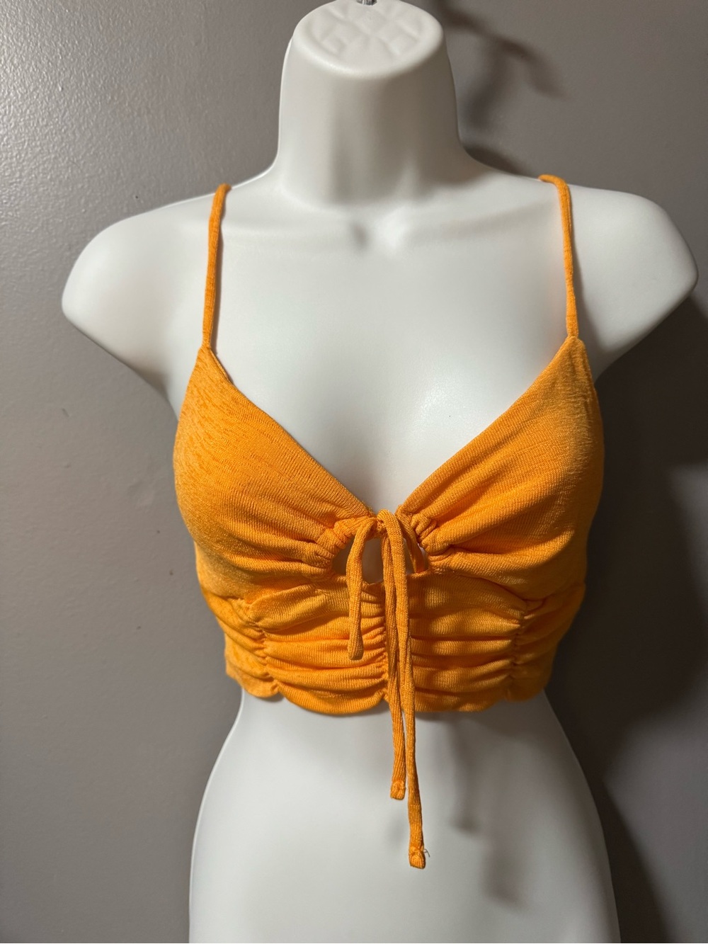 Almost Famous Orange Ruched Tie-Front Crop Top